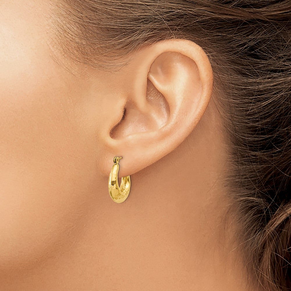 14K Gelbgold Gehämmert Fantasie Hohl Creolen