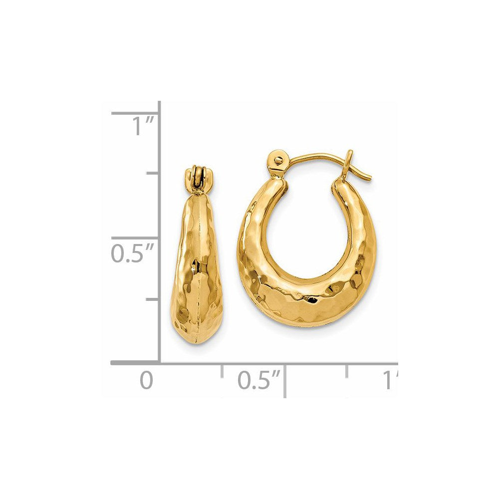 14K Gelbgold Gehämmert Fantasie Hohl Creolen