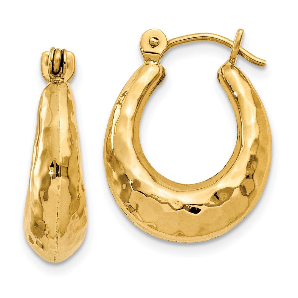 14K Gelbgold Gehämmert Fantasie Hohl Creolen