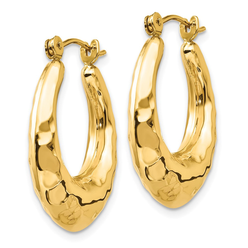 14K Gelbgold Gehämmert Fantasie Hohl Creolen