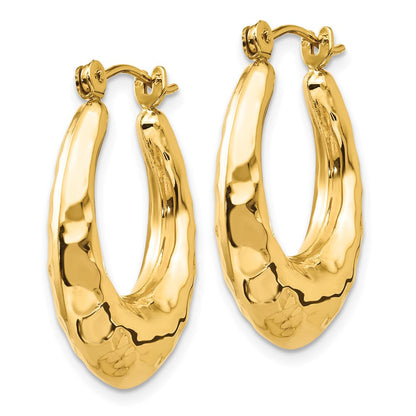 14K Gelbgold Gehämmert Fantasie Hohl Creolen