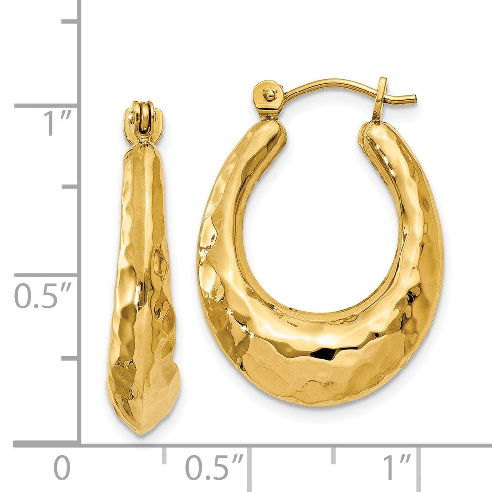 14K Gelbgold Gehämmert Fantasie Hohl Creolen