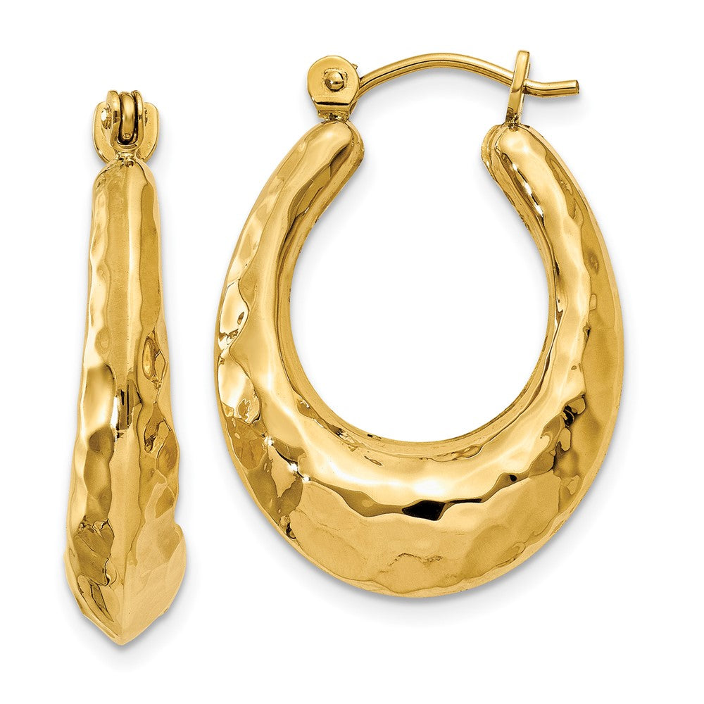 14K Gelbgold Gehämmert Fantasie Hohl Creolen