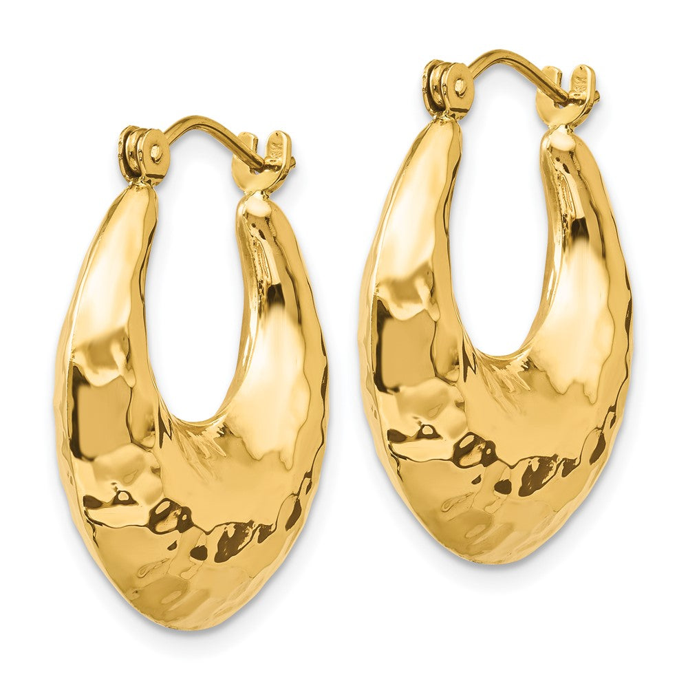 14K Gelbgold Gehämmert Fantasie Hohl Creolen