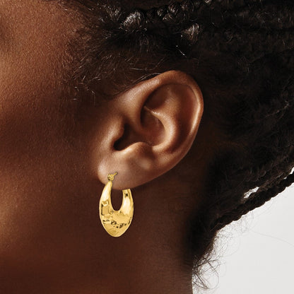 14K Gelbgold Gehämmert Fantasie Hohl Creolen