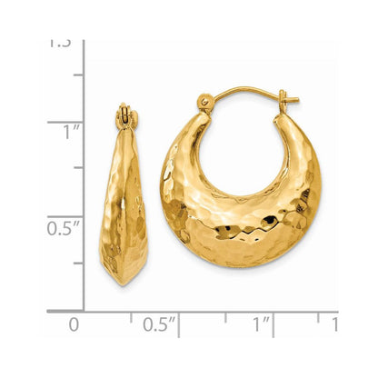 14K Gelbgold Gehämmert Fantasie Hohl Creolen