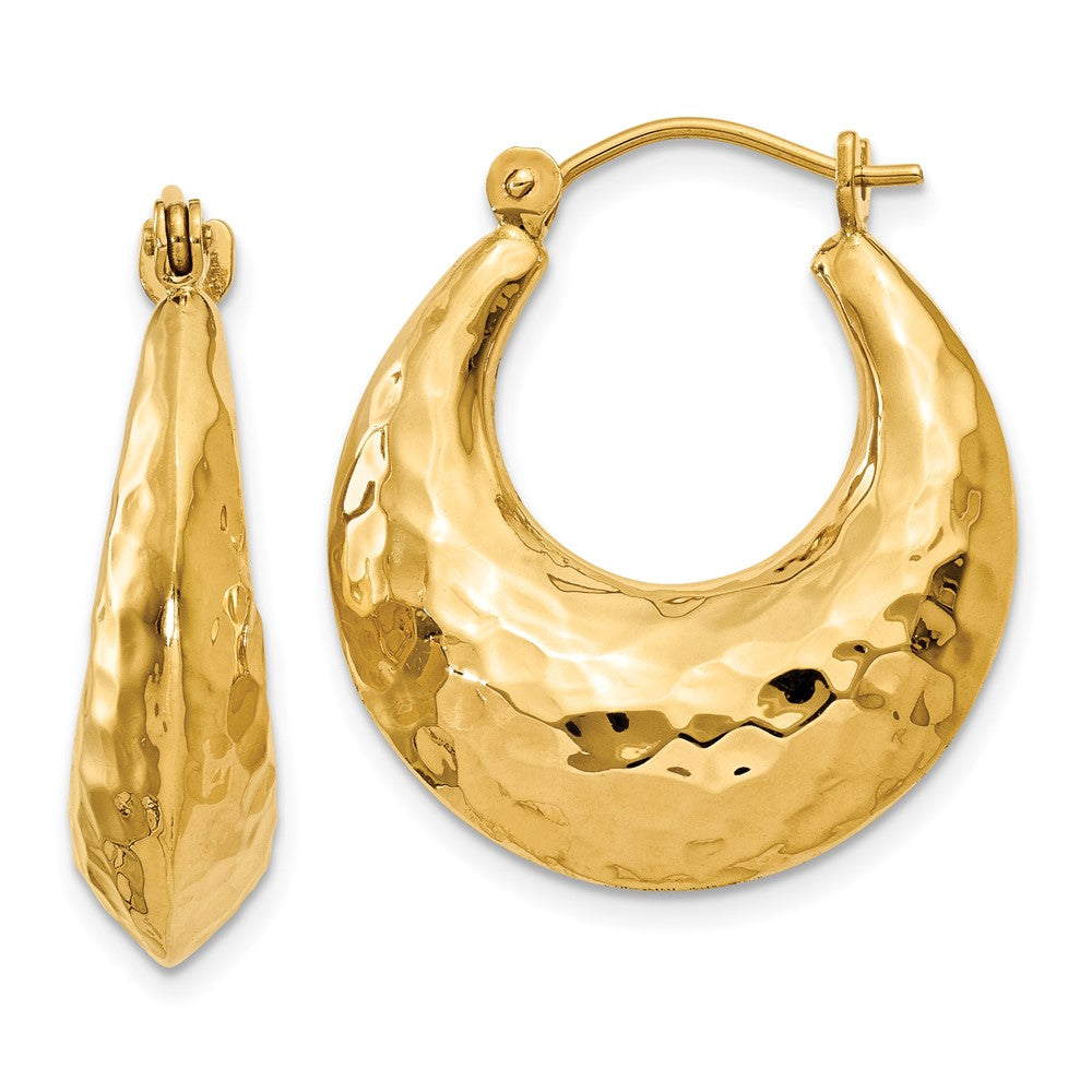 14K Gelbgold Gehämmert Fantasie Hohl Creolen