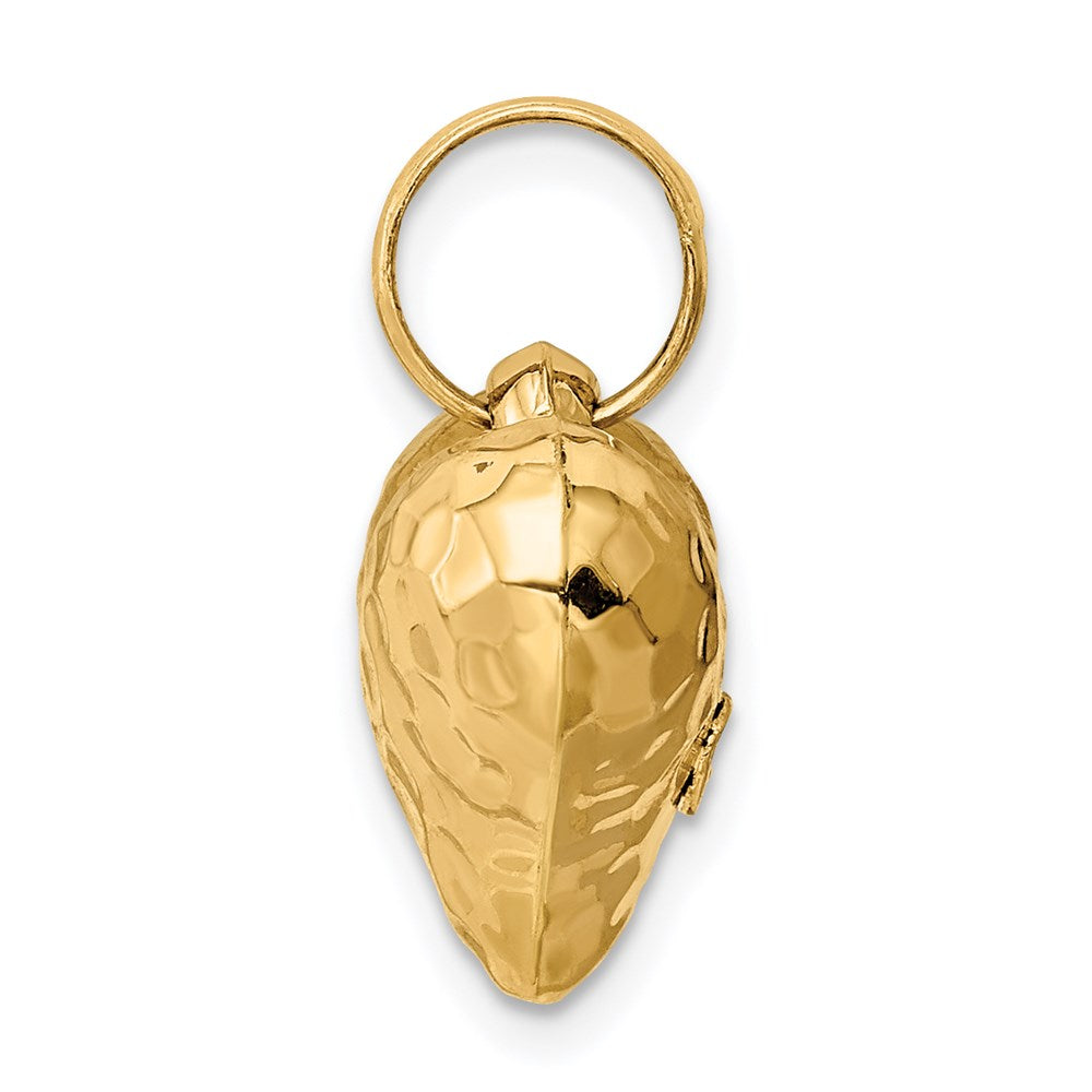 14K Gelbgold Poliert und Gehämmert 3-d Herz Anhänger