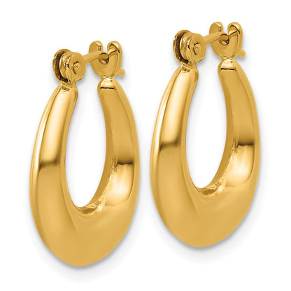 14K Gelbgold Poliert Oval Hohl Creolen