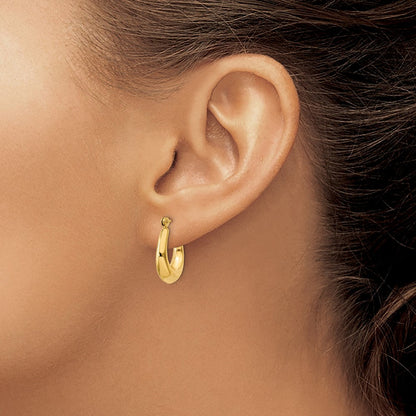 14K Gelbgold Poliert Oval Hohl Creolen