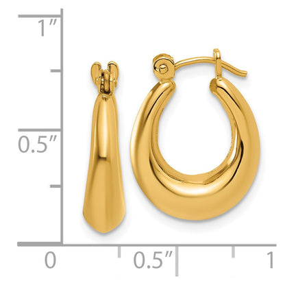 14K Gelbgold Poliert Oval Hohl Creolen