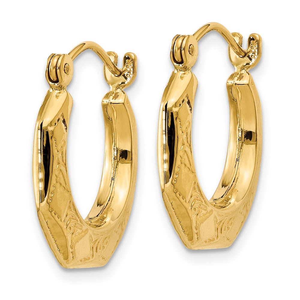 14K Gelbgold Poliert Gemustert Creolen
