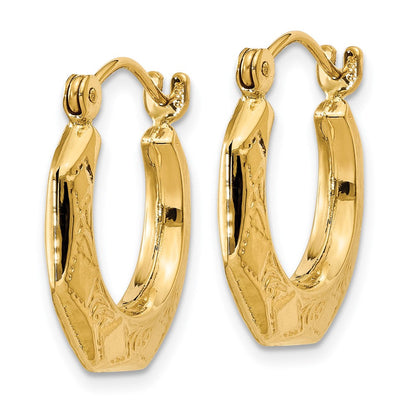 14K Gelbgold Poliert Gemustert Creolen