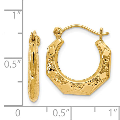 14K Gelbgold Poliert Gemustert Creolen