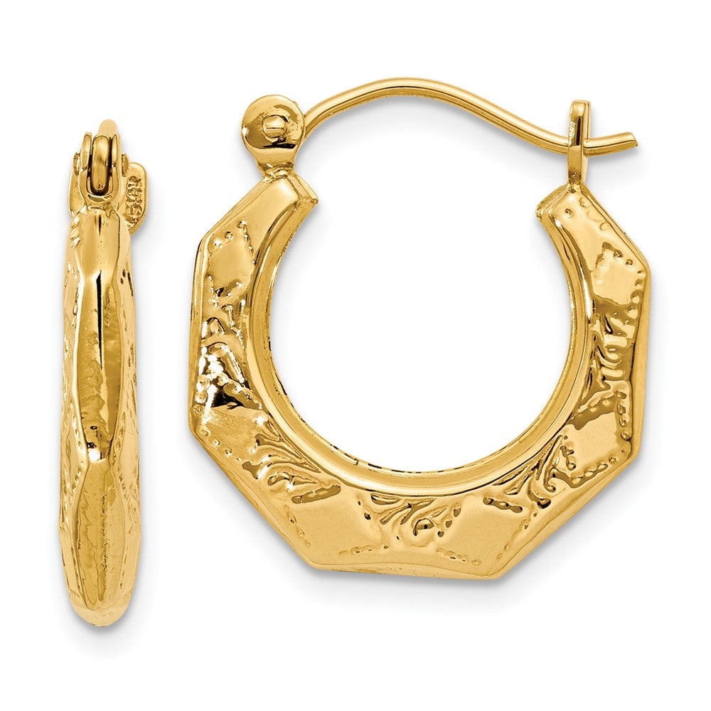14K Gelbgold Poliert Gemustert Creolen