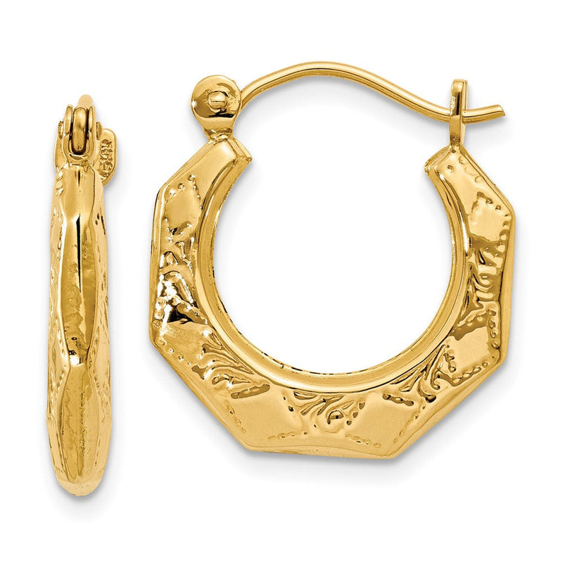 14K Gelbgold Poliert Gemustert Creolen
