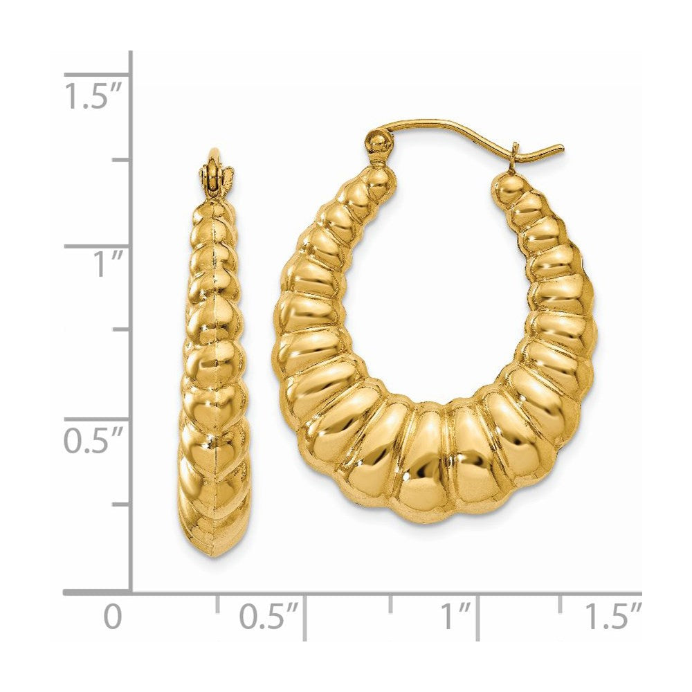 14K Gelbgold Poliert Gewellt Creolen