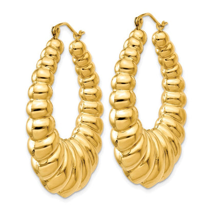 14K Gelbgold Poliert Gewellt Creolen