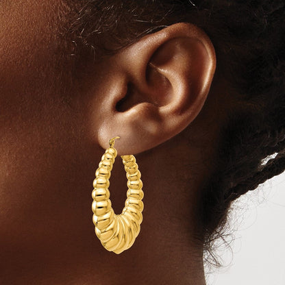 14K Gelbgold Poliert Gewellt Creolen