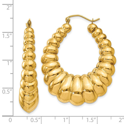 14K Gelbgold Poliert Gewellt Creolen
