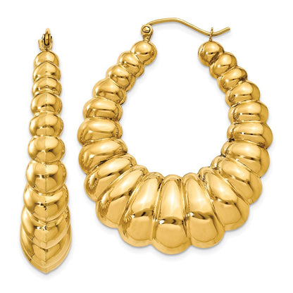 14K Gelbgold Poliert Gewellt Creolen