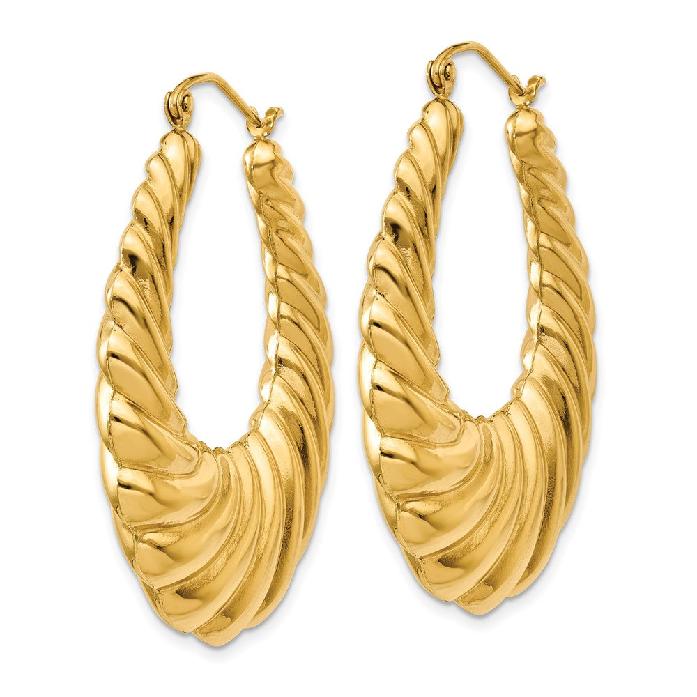 14K Gelbgold Poliert Gewellt Creolen