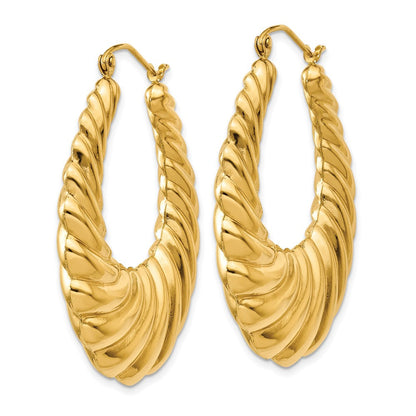 14K Gelbgold Poliert Gewellt Creolen