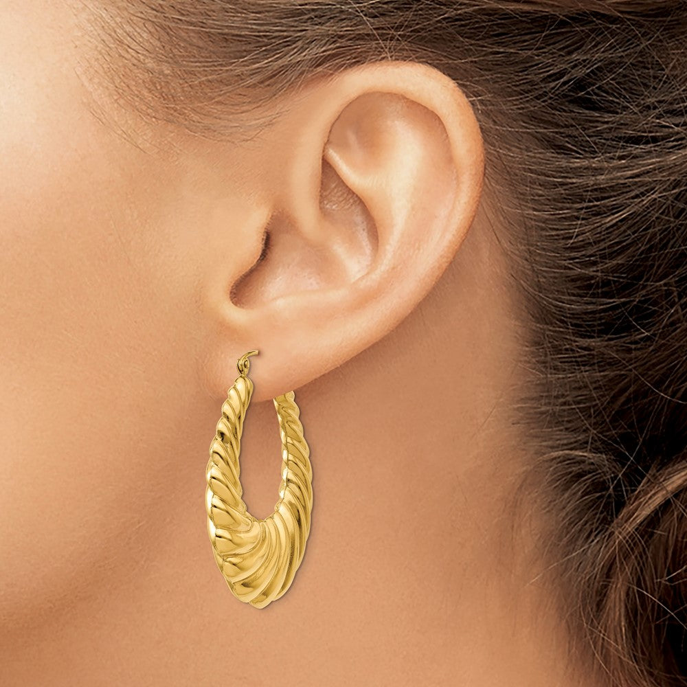 14K Gelbgold Poliert Gewellt Creolen