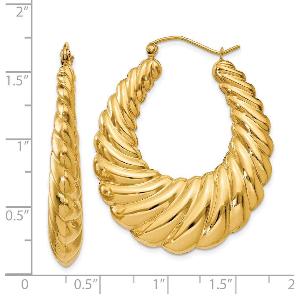14K Gelbgold Poliert Gewellt Creolen