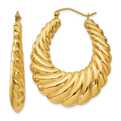 14K Gelbgold Poliert Gewellt Creolen