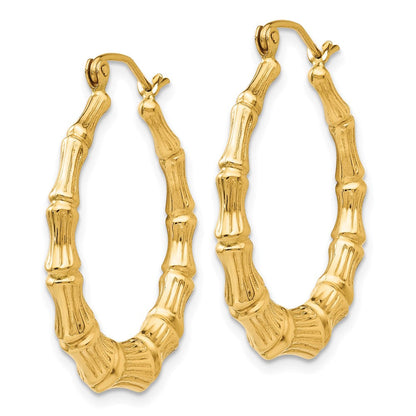 14K Gelbgold Poliert Bamboo Creolen