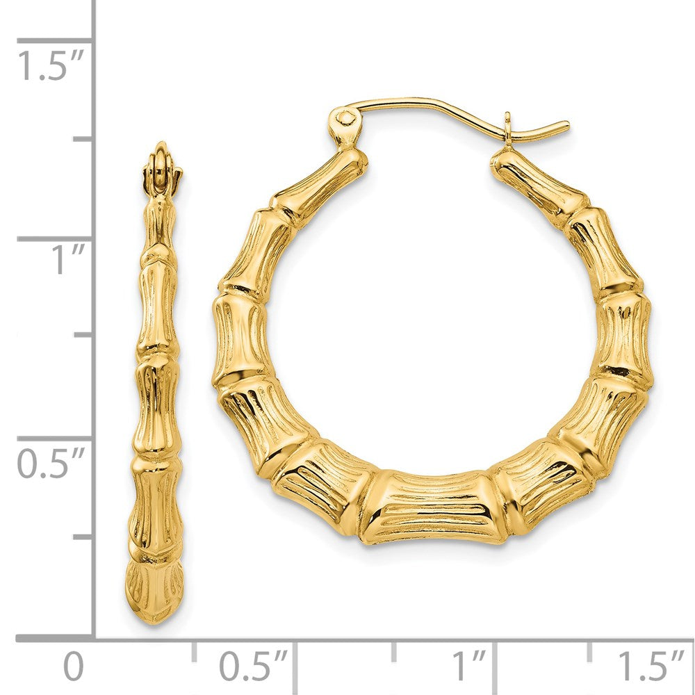 14K Gelbgold Poliert Bamboo Creolen