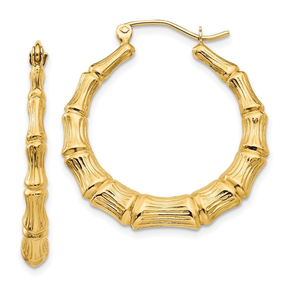 14K Gelbgold Poliert Bamboo Creolen