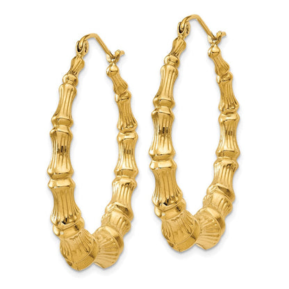 14K Gelbgold Poliert Bamboo Creolen