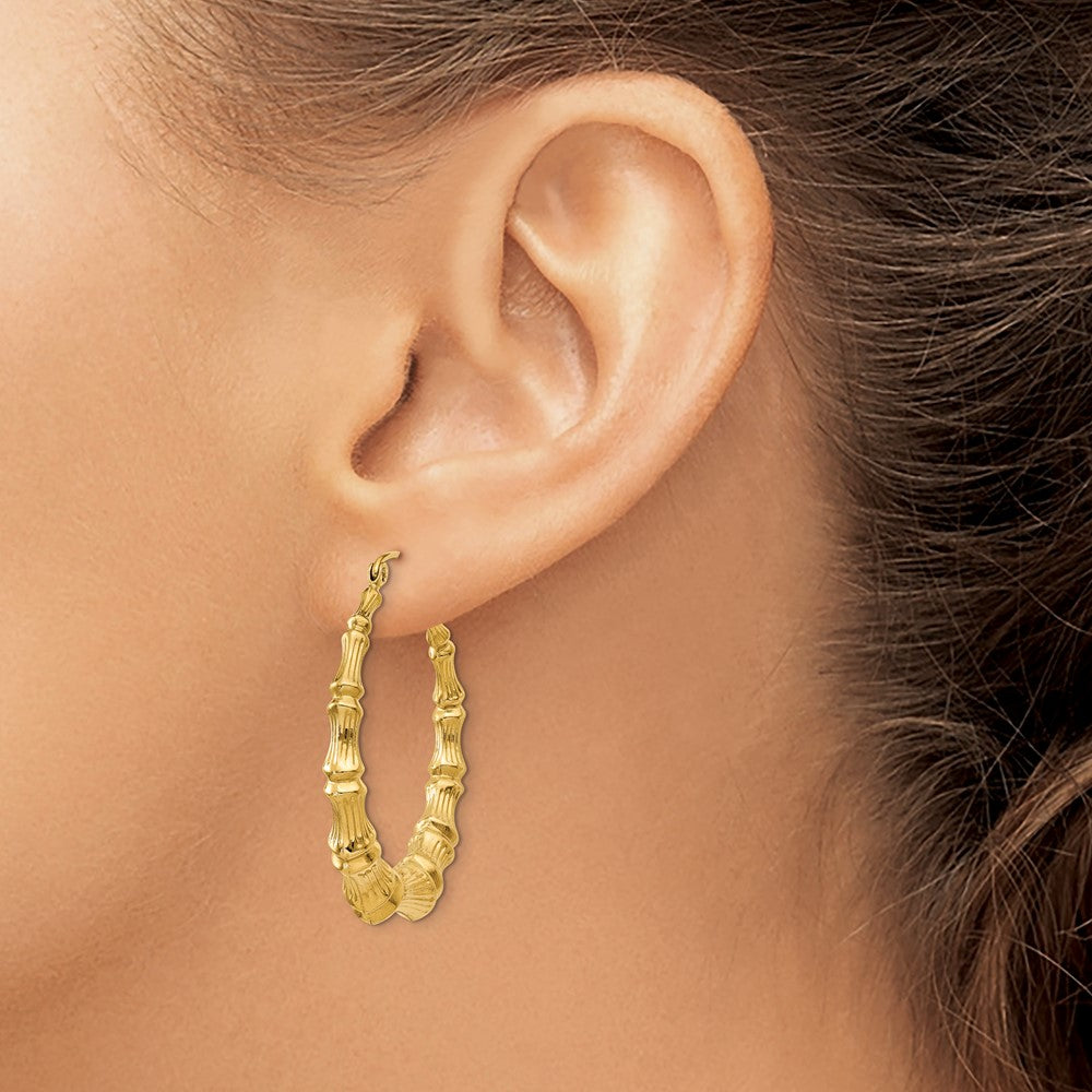 14K Gelbgold Poliert Bamboo Creolen