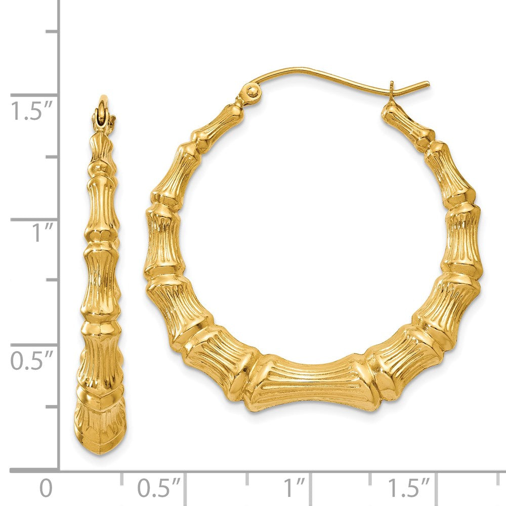 14K Gelbgold Poliert Bamboo Creolen