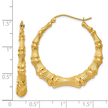 14K Gelbgold Poliert Bamboo Creolen