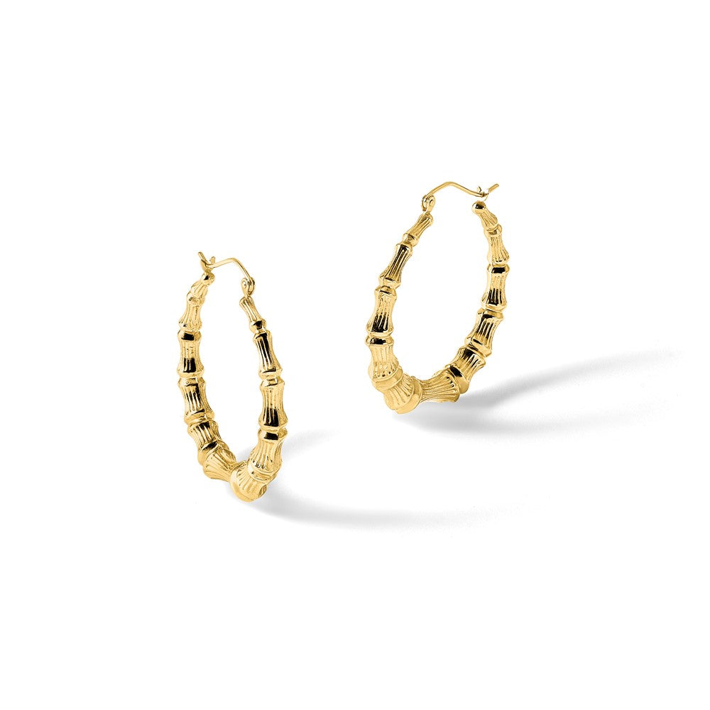 14K Gelbgold Poliert Bamboo Creolen