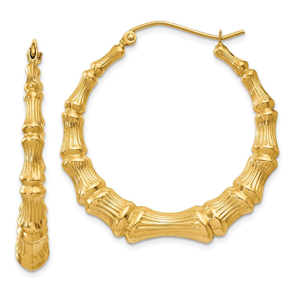14K Gelbgold Poliert Bamboo Creolen