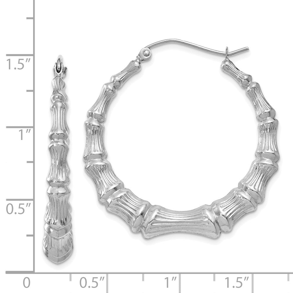 14K Weißgold Poliert Bamboo Creolen