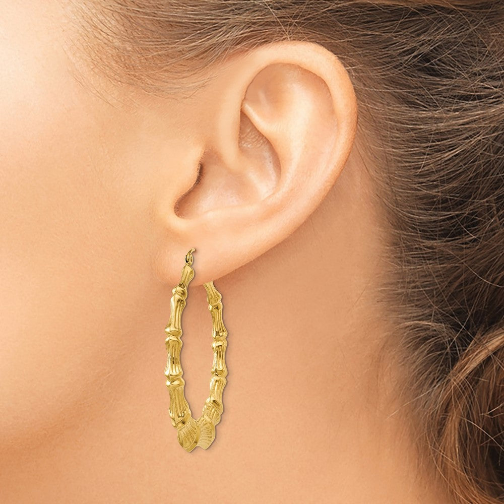 14K Gelbgold Poliert Bamboo Creolen