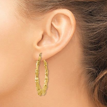 14K Gelbgold Poliert Bamboo Creolen