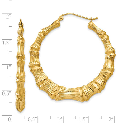 14K Gelbgold Poliert Bamboo Creolen