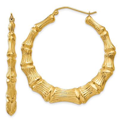 14K Gelbgold Poliert Bamboo Creolen