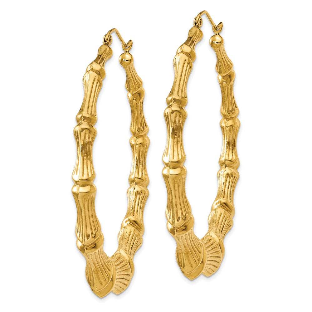 14K Gelbgold Poliert Bamboo Creolen