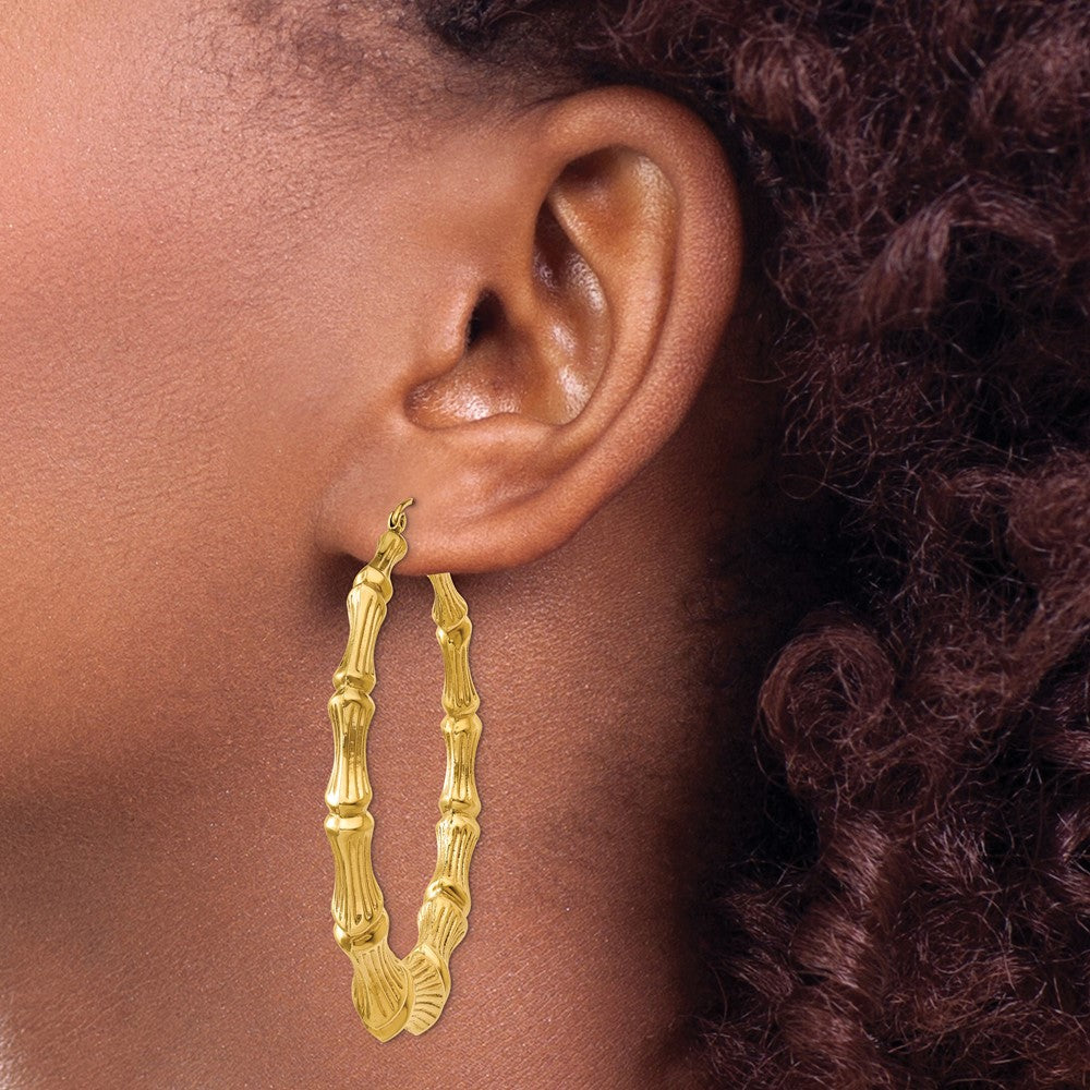 14K Gelbgold Poliert Bamboo Creolen