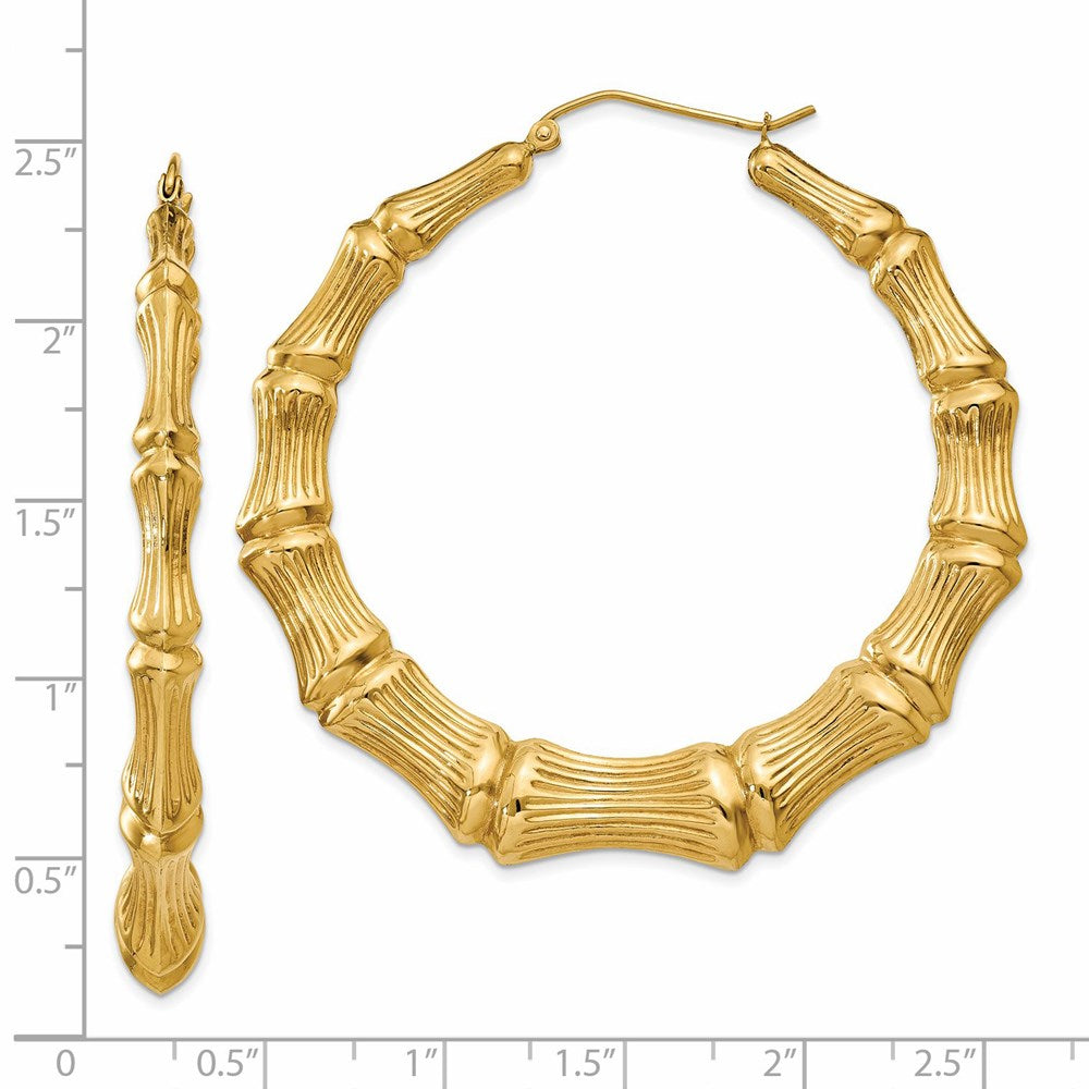14K Gelbgold Poliert Bamboo Creolen