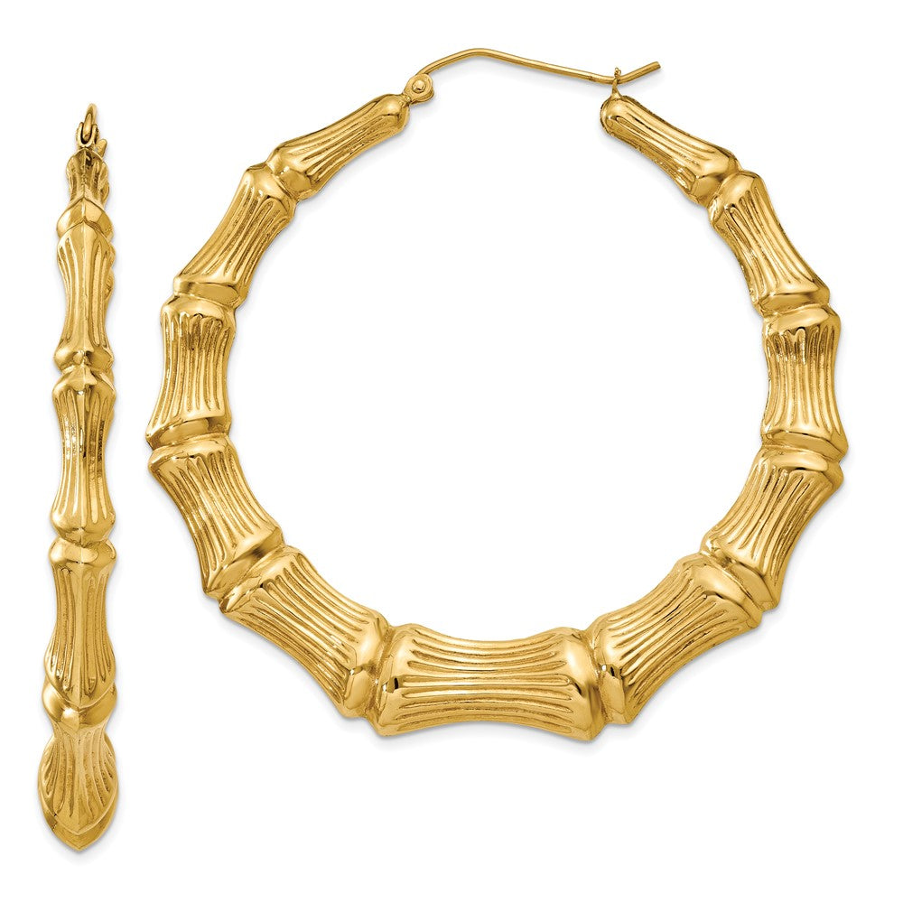 14K Gelbgold Poliert Bamboo Creolen