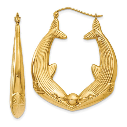 14K Gelbgold Poliert Delfin Creolen