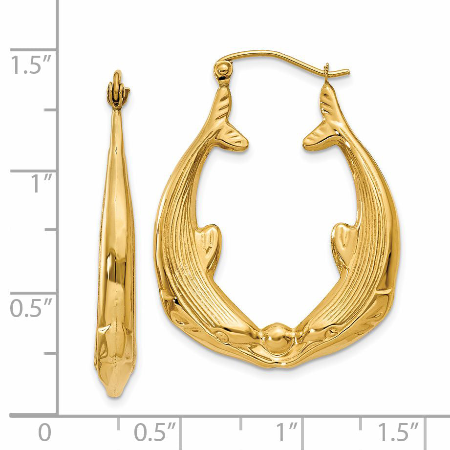 14K Gelbgold Poliert Delfin Creolen